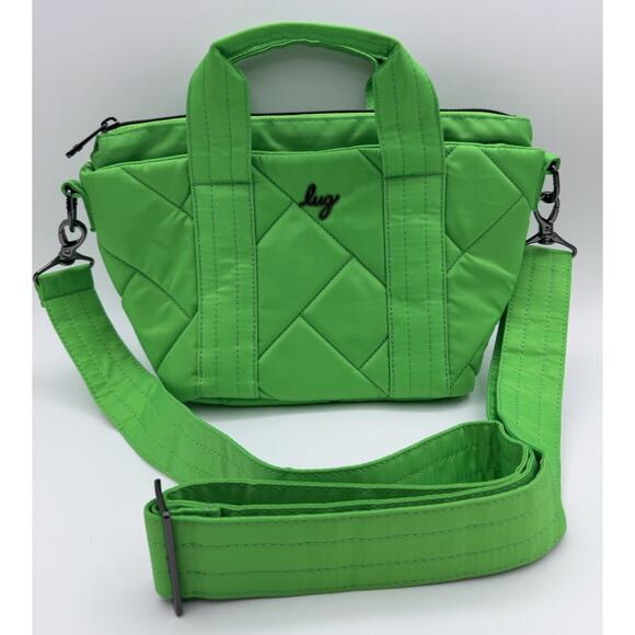 lug Handbags - Lug Dory Mini Crossbody Satchel Convertible Purse Bag Lime Green Handles